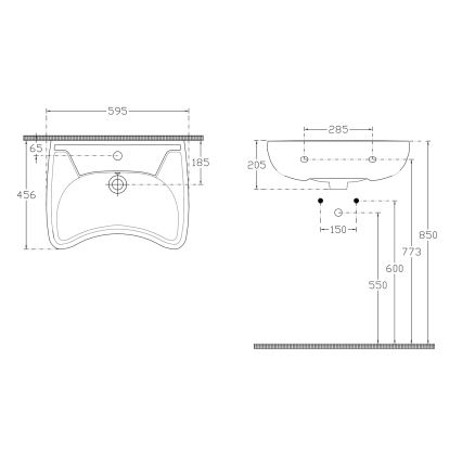Isvea - Závěsné umyvadlo pro osoby se zdravotním postižením 45,6x59,5 cm keramika/bílá