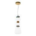 ITALUX - LED Lustr na lanku EVANS LED/15W/230V 3000K zlatá/modrá