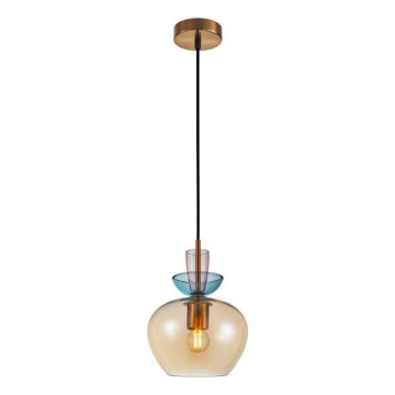 ITALUX - Lustr na lanku FANDA 1xE27/40W/230V zlatá/kouřová béžová
