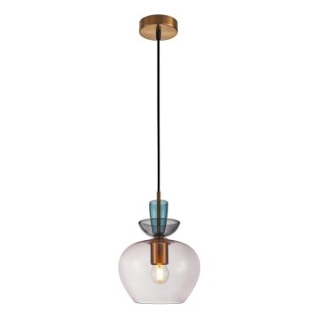 ITALUX - Lustr na lanku FANDA 1xE27/40W/230V zlatá/kouřová šedá