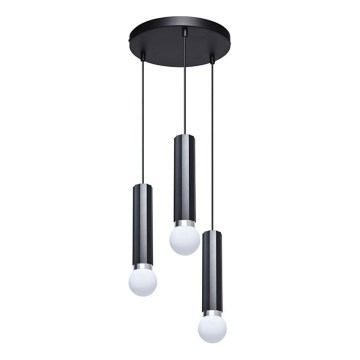 ITALUX - Lustr na lanku MACERA 3xE27/40W/230V černá