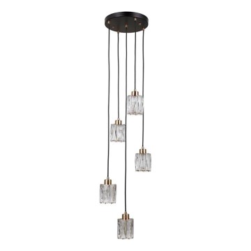 ITALUX - Lustr na lanku TORNO 5xE14/40W/230V černá/zlatá