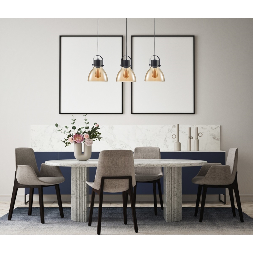ITALUX - Lustr na lanku DARLENA 3xE27/40W/230V černá/hnědá