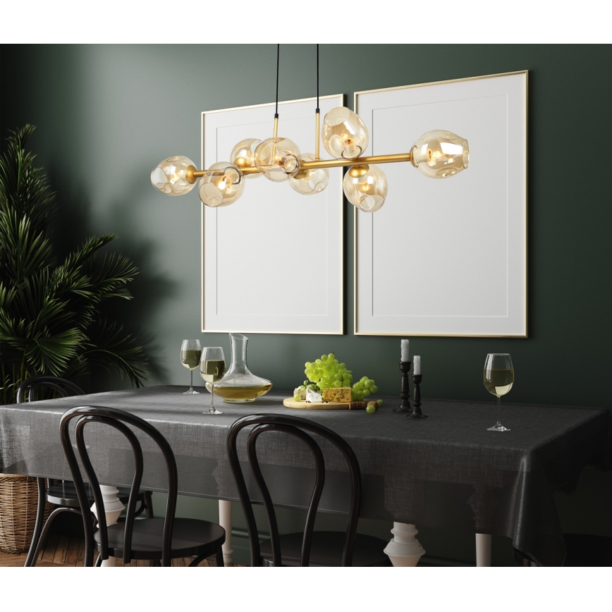 ITALUX - Lustr na lanku BORGO 8xE27/40W/230V zlatá