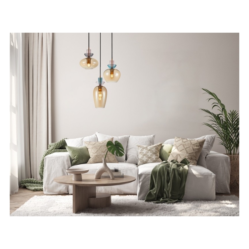 ITALUX - Lustr na lanku FANDA 3xE27/40W/230V zlatá/kouřová béžová