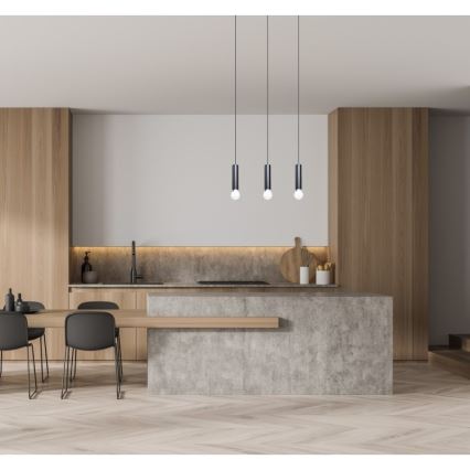 ITALUX - Lustr na lanku MACERA 3xE27/40W/230V černá