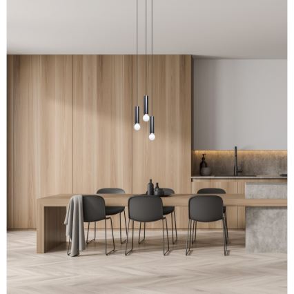 ITALUX - Lustr na lanku MACERA 3xE27/40W/230V černá