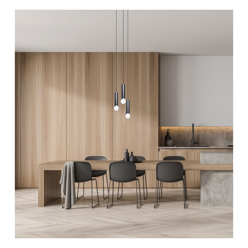 ITALUX - Lustr na lanku MACERA 3xE27/40W/230V černá