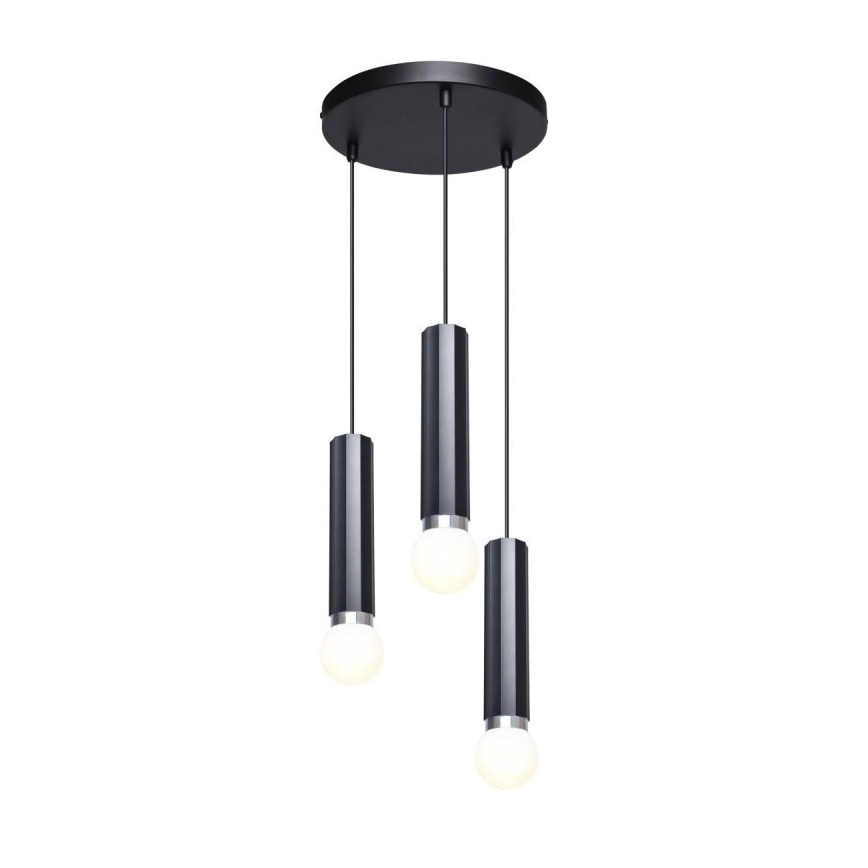 ITALUX - Lustr na lanku MACERA 3xE27/40W/230V černá