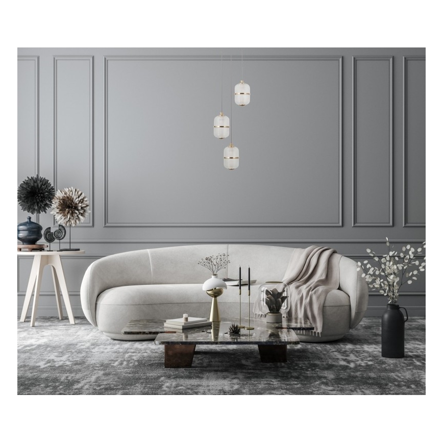 ITALUX - LED Lustr na lanku ALANI 3xLED/5W/230V 3000K černá/zlatá