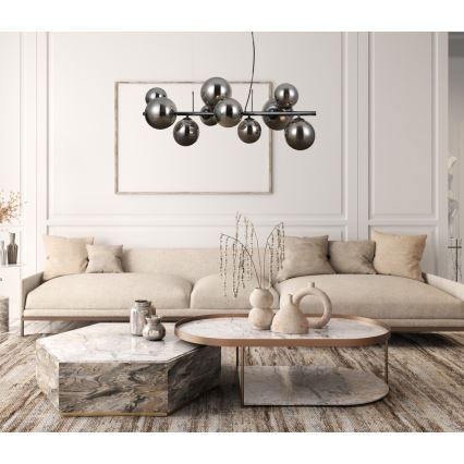 ITALUX - Lustr na lanku CANELLO 10xG9/5W/230V černá