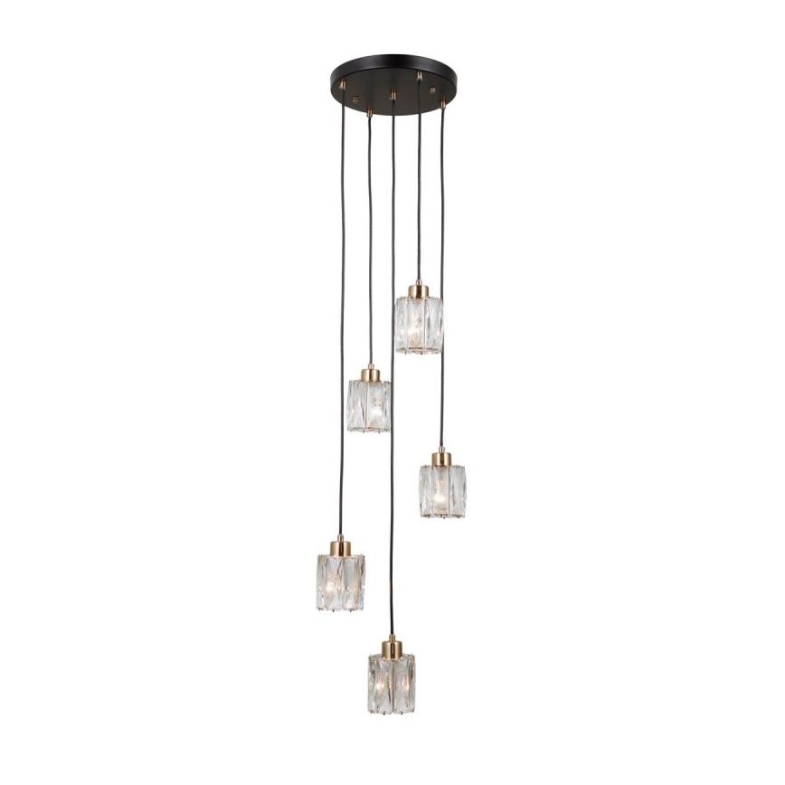 ITALUX - Lustr na lanku TORNO 5xE14/40W/230V černá/zlatá