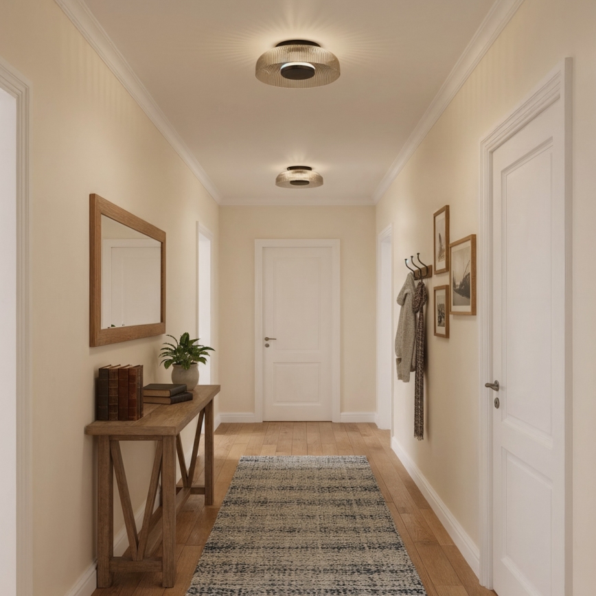 ITALUX - LED Stropní svítidlo PASSO LED/8W/230V 3000K pr. 25 cm kouřová černá