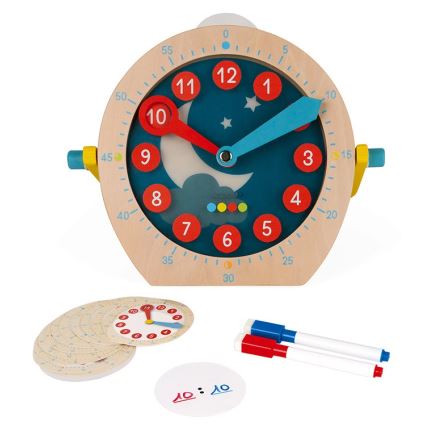 Janod - Dětské dřevěné hodiny LEARNING TOYS