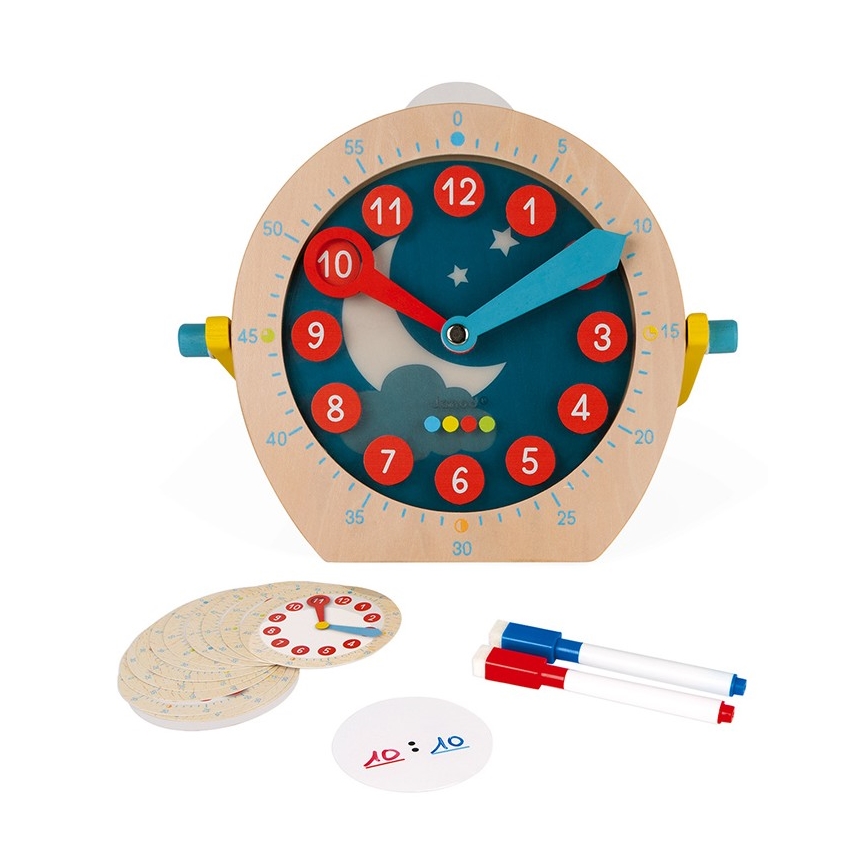 Janod - Dětské dřevěné hodiny LEARNING TOYS
