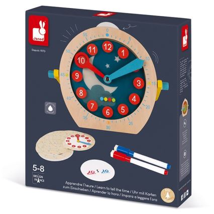 Janod - Dětské dřevěné hodiny LEARNING TOYS