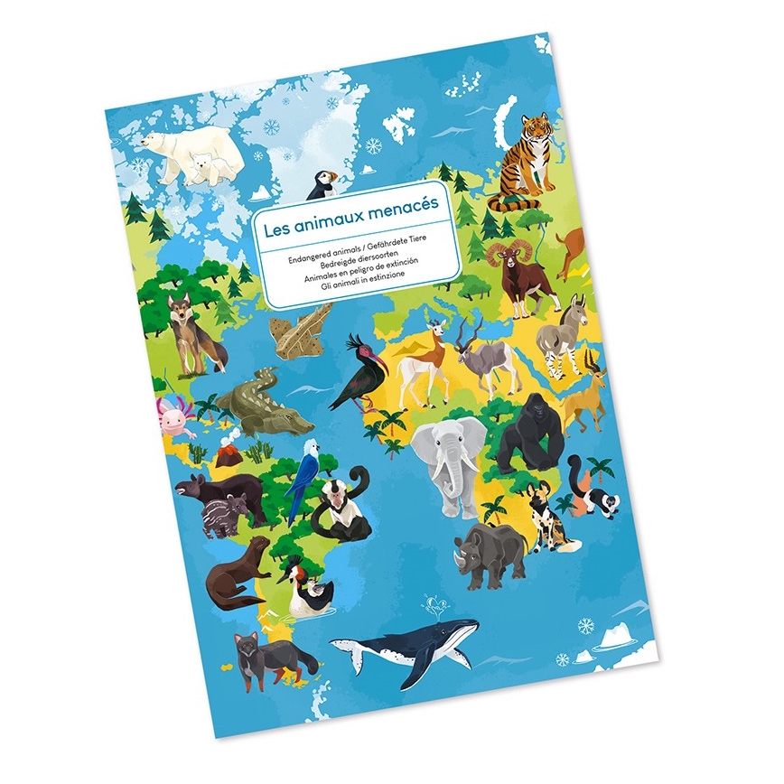 Janod - Dětské vzdělávací puzzle 200 ks ohrožená zvířata