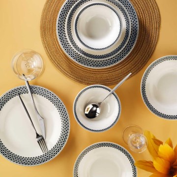 Jídelní sada 12 ks bílá/černá/porcelán