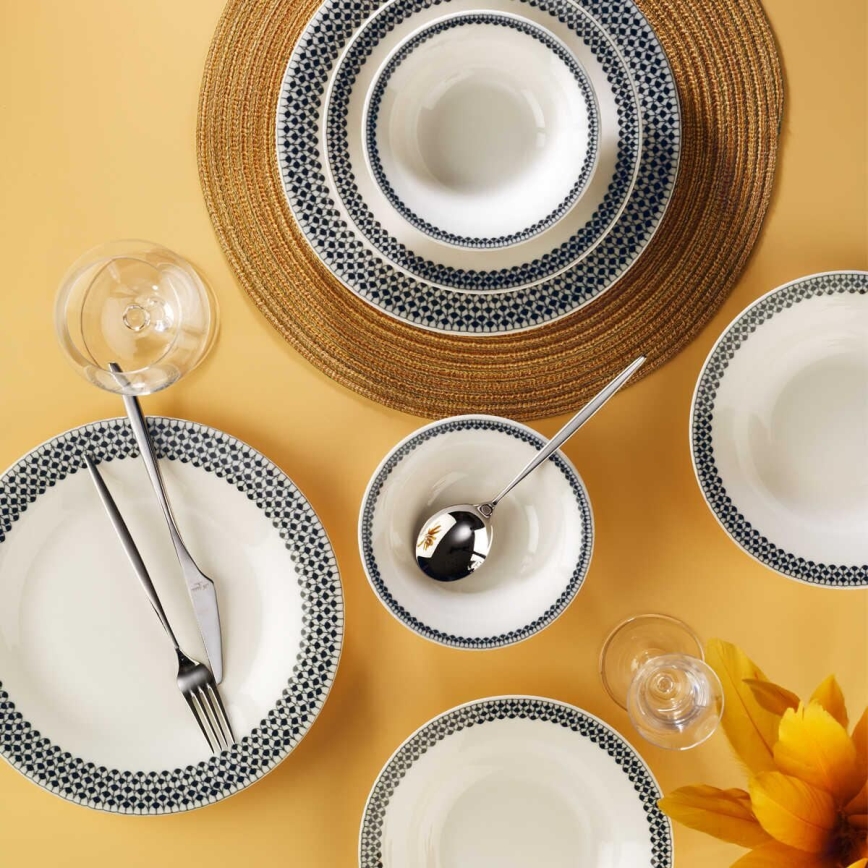 Jídelní sada 12 ks bílá/černá/porcelán