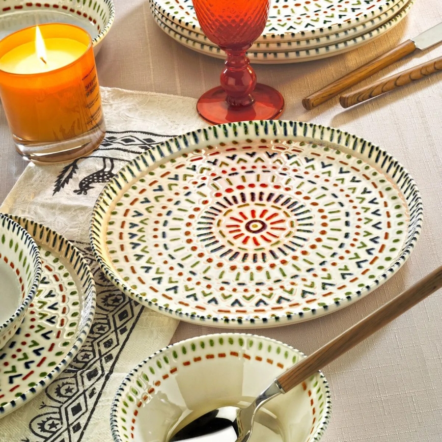 Jídelní sada 12 ks pestrobarevná/porcelán