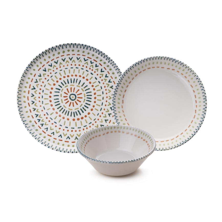 Jídelní sada 12 ks pestrobarevná/porcelán