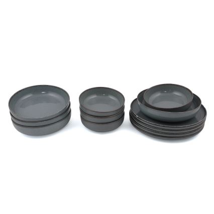 Jídelní sada 12 ks šedá/porcelán