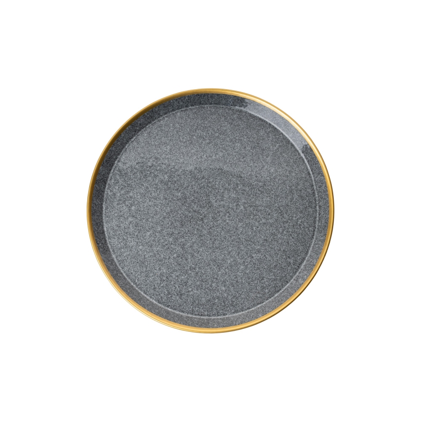 Jídelní sada 16 ks antracit/zlatá/porcelán