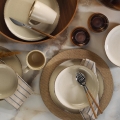 Jídelní sada 16 ks béžová/porcelán