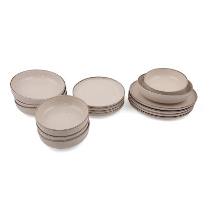 Jídelní sada 16 ks béžová/porcelán