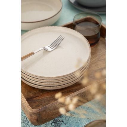 Jídelní sada 16 ks šedá/béžová/porcelán