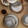 Jídelní sada 16 ks šedá/zlatá/porcelán