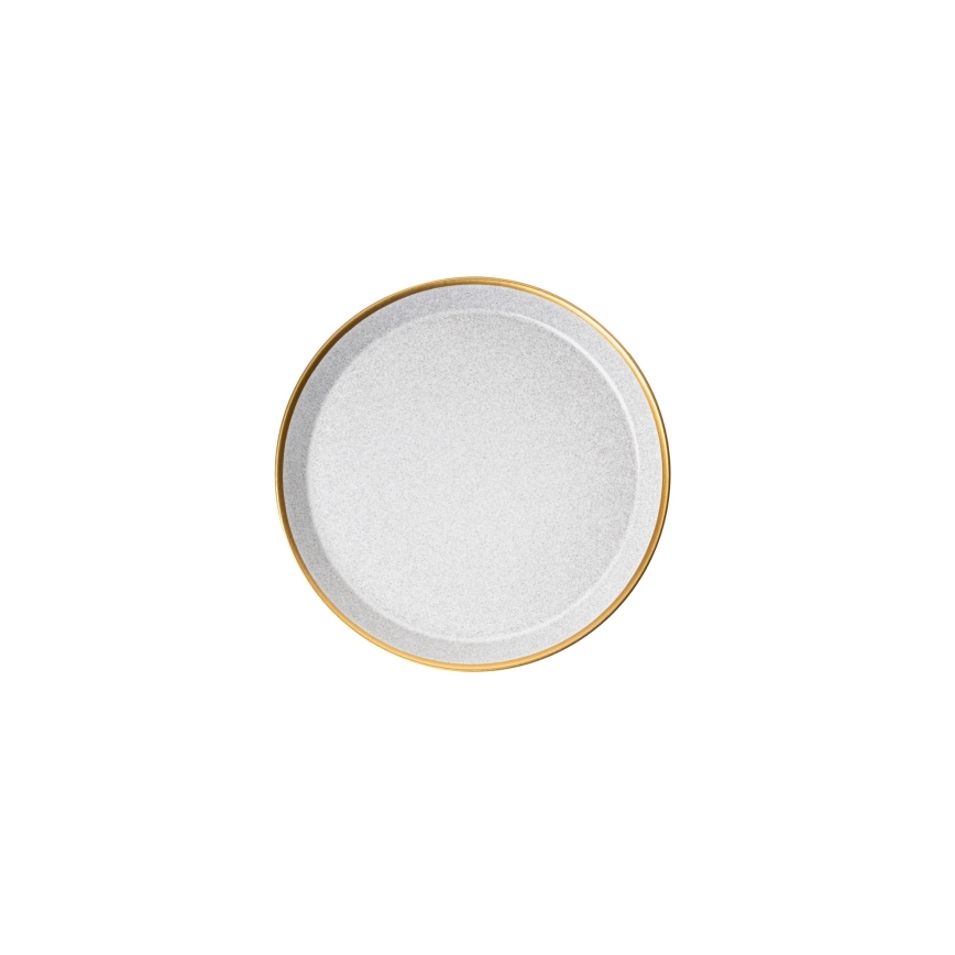 Jídelní sada 16 ks šedá/zlatá/porcelán