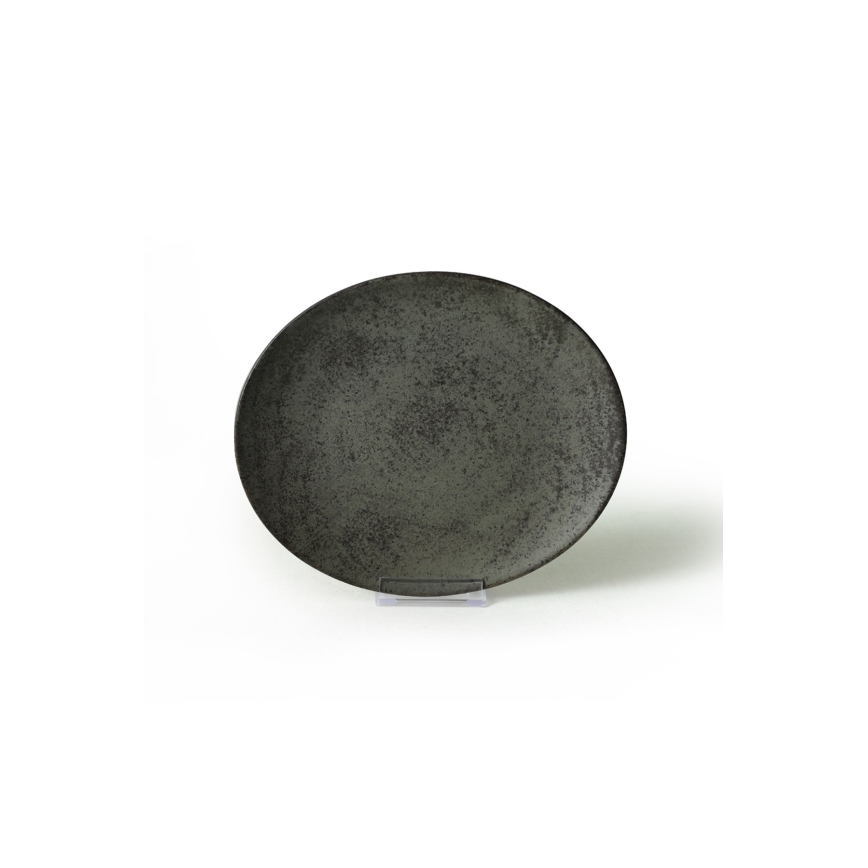 Jídelní sada 18 ks antracit/zelená/kamenina