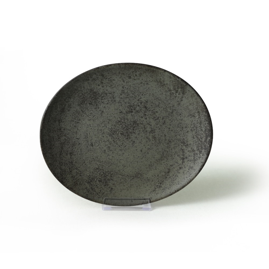 Jídelní sada 18 ks antracit/zelená/kamenina