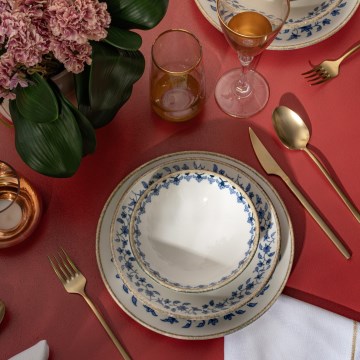 Jídelní sada 18 ks bílá/modrá/porcelán