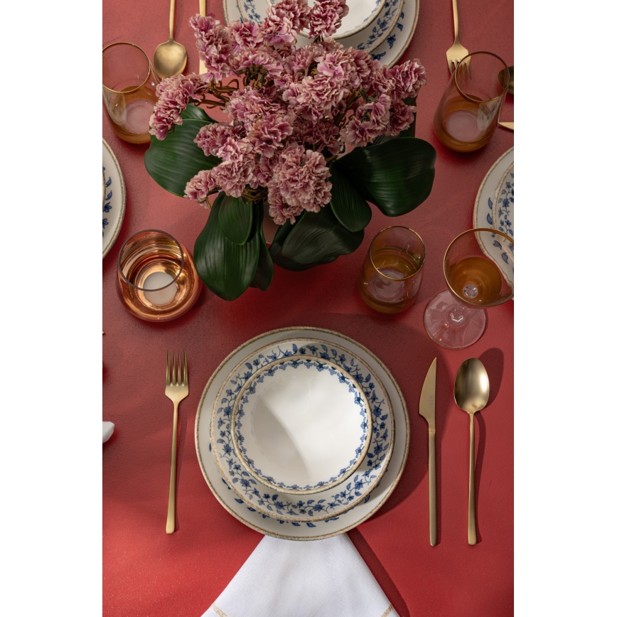 Jídelní sada 18 ks bílá/modrá/porcelán