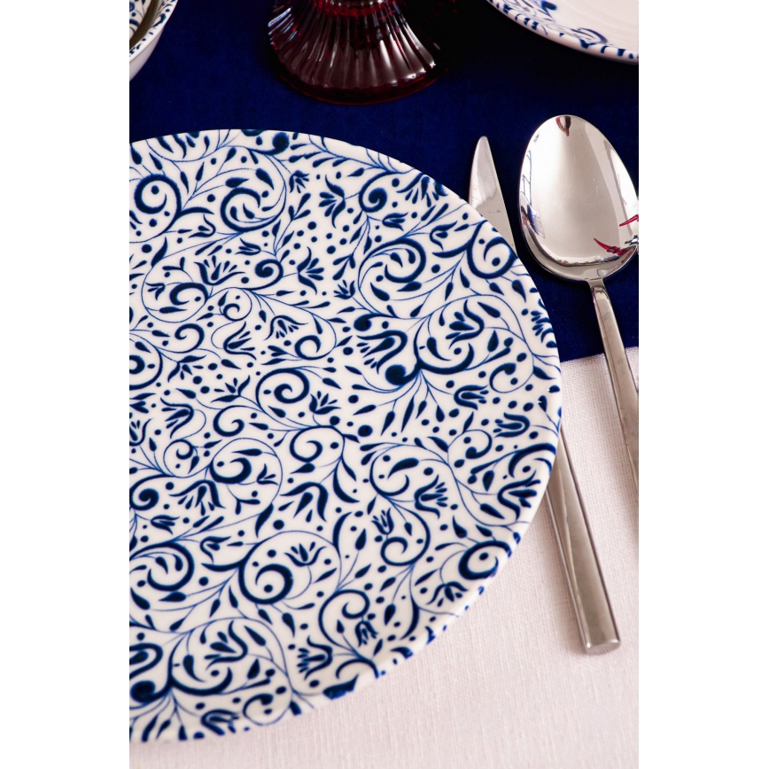 Jídelní sada 18 ks bílá/modrá/porcelán