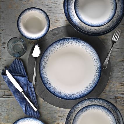 Jídelní sada 18 ks bílá/modrá/porcelán