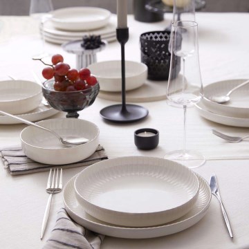 Jídelní sada 18 ks bílá/stříbrná/porcelán