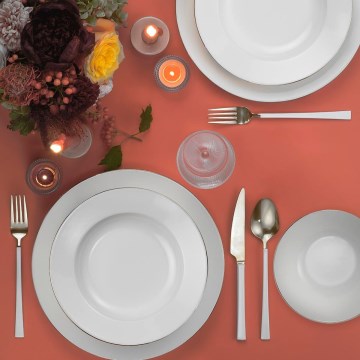 Jídelní sada 18 ks bílá/stříbrná/porcelán
