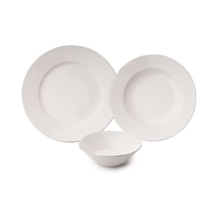 Jídelní sada 18 ks bílá/stříbrná/porcelán