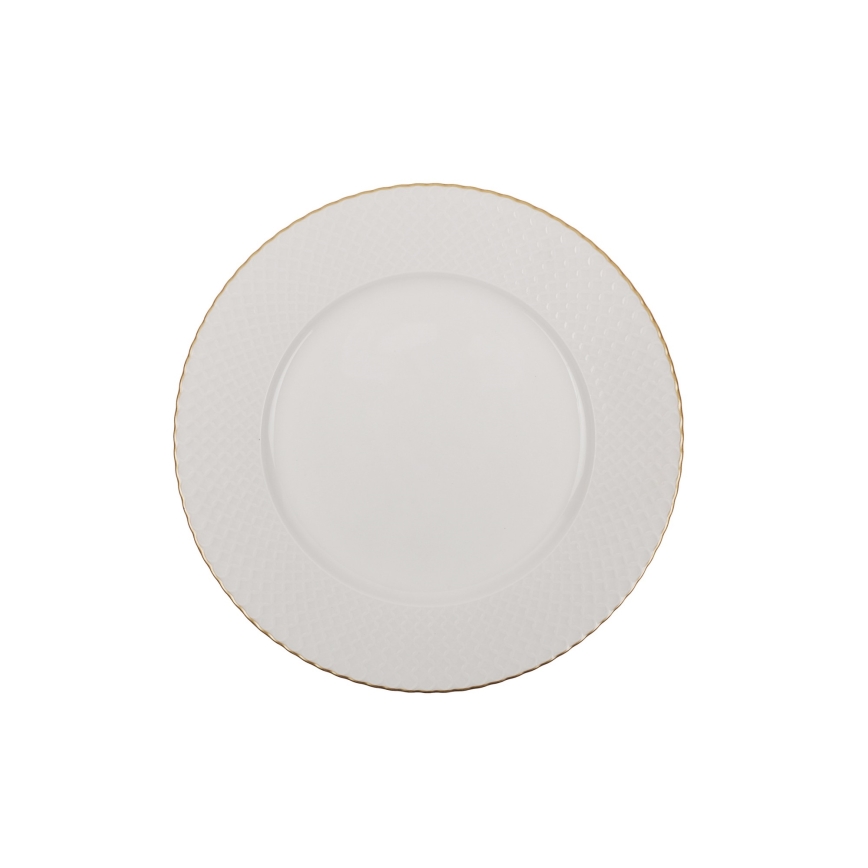Jídelní sada 18 ks bílá/zlatá/porcelán