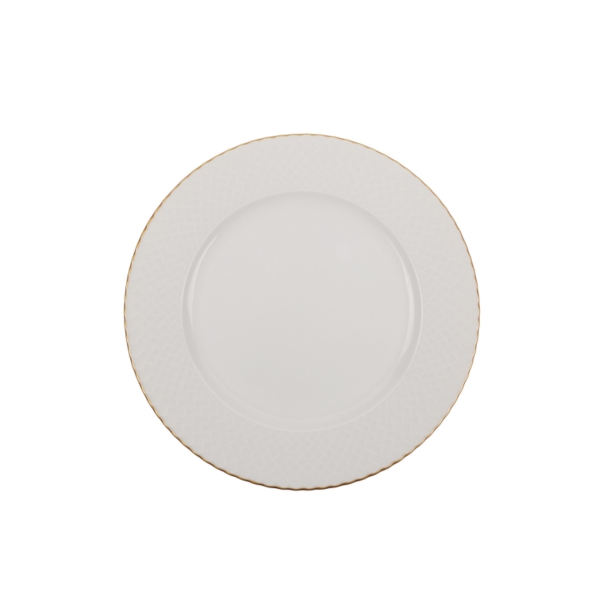 Jídelní sada 18 ks bílá/zlatá/porcelán