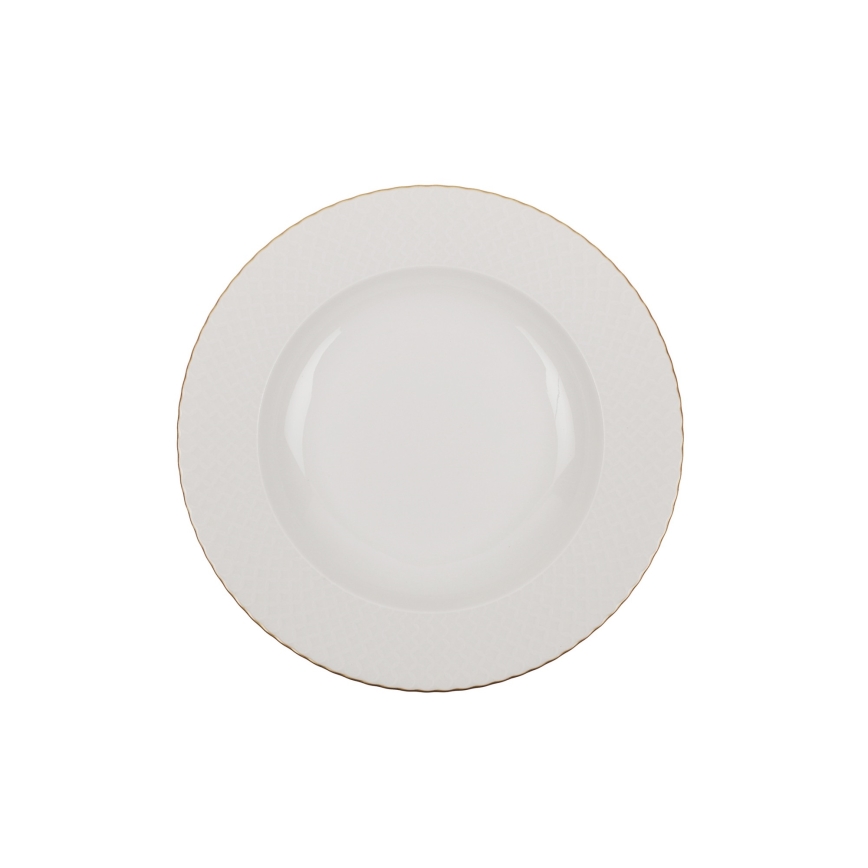Jídelní sada 18 ks bílá/zlatá/porcelán