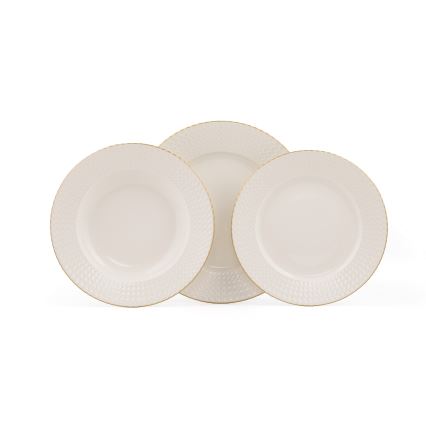 Jídelní sada 18 ks bílá/zlatá/porcelán