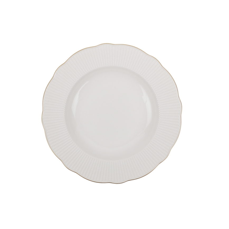 Jídelní sada 18 ks bílá/zlatá/porcelán