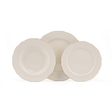 Jídelní sada 18 ks bílá/zlatá/porcelán