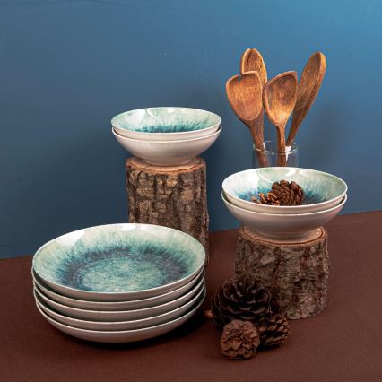 Jídelní sada 18 ks modrá/porcelán