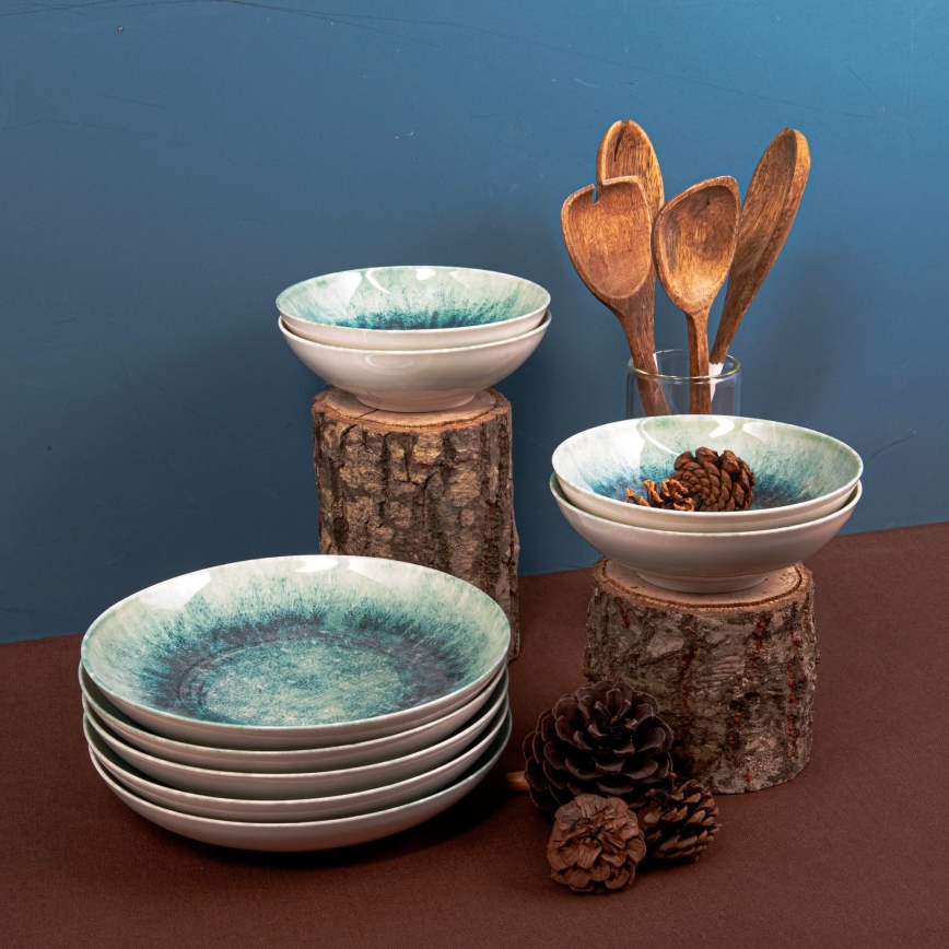 Jídelní sada 18 ks modrá/porcelán