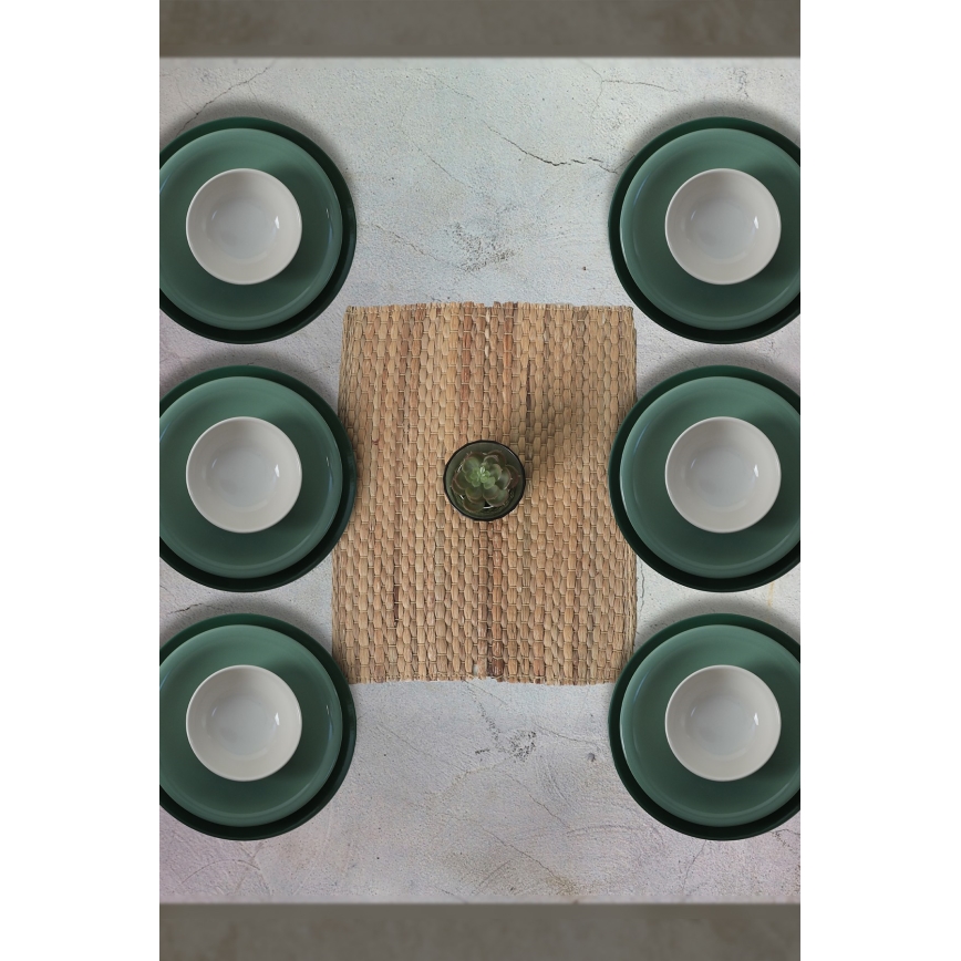 Jídelní sada 18 ks zelená/bílá/keramika